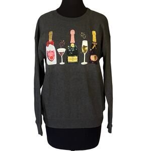 Tru Self Wine Graphic Crewneck Sweatshirt Gray Size M NWT